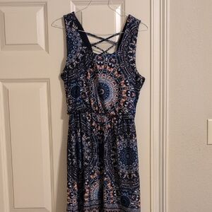 Maurices Navy and Coral Backless Dress